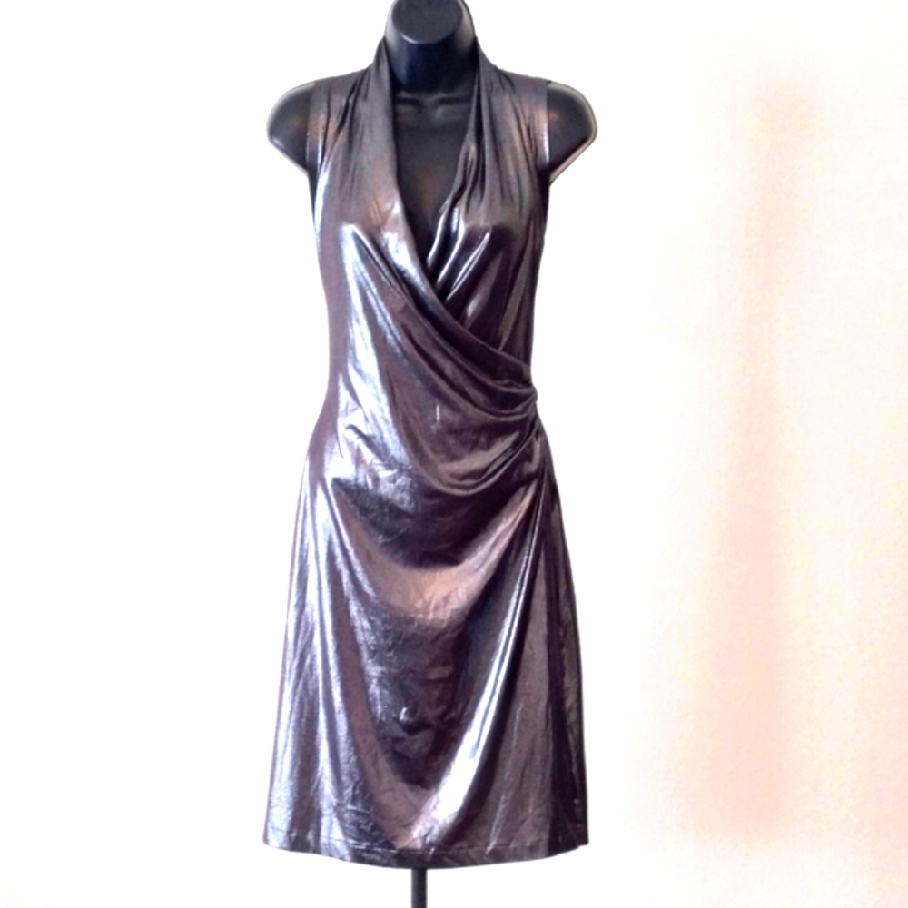 KAMALI KULTURE Graphite Liquid Metallic Dress - Picture 1 of 5